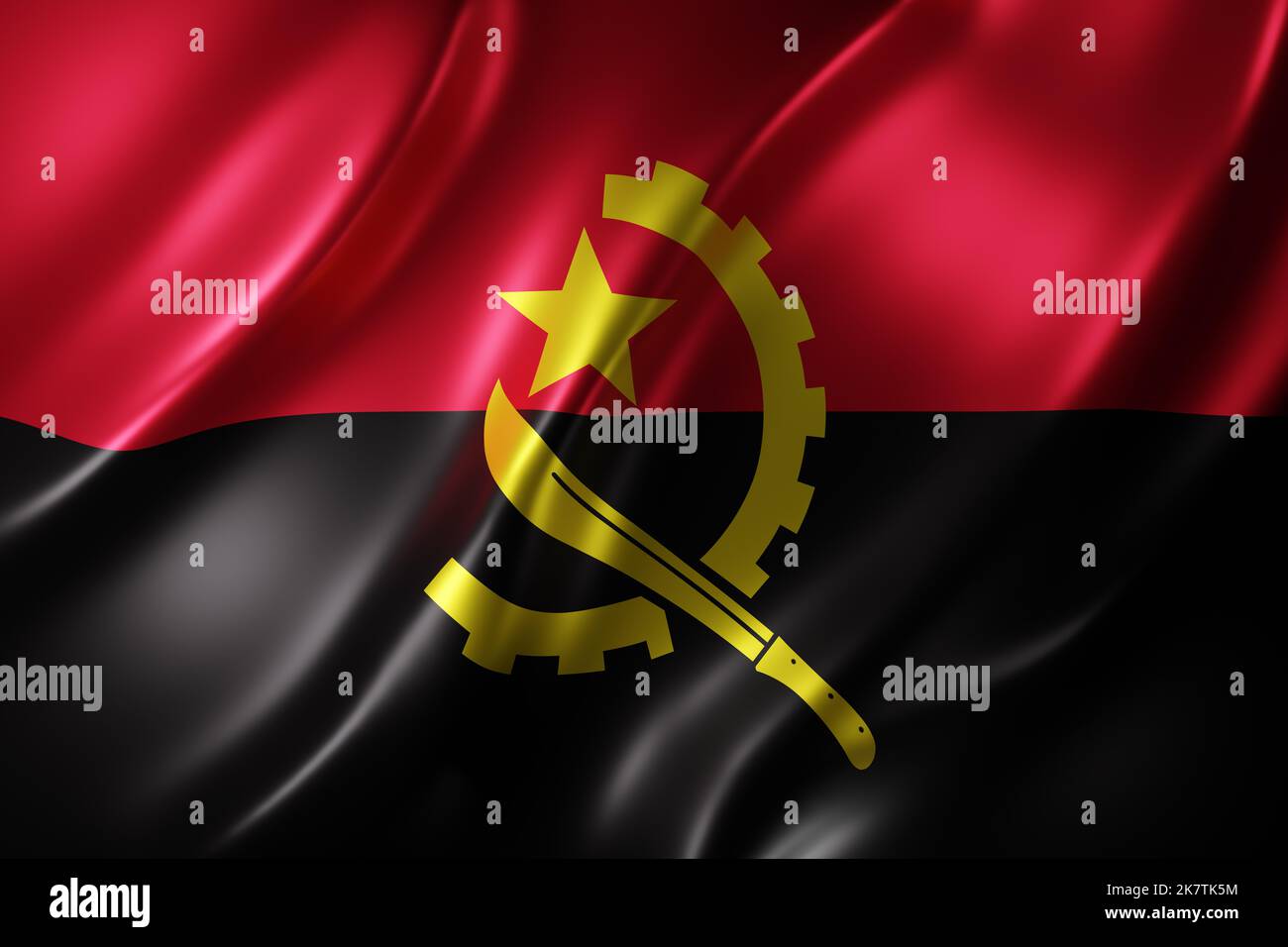 3d rendering of a textured national Angola flag Stock Photo - Alamy