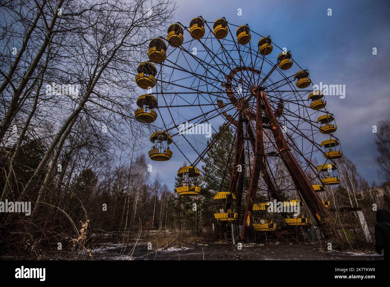 The Ferris wheel at the abandoned amusement park in Pripyat, Ukraine Stock Photo