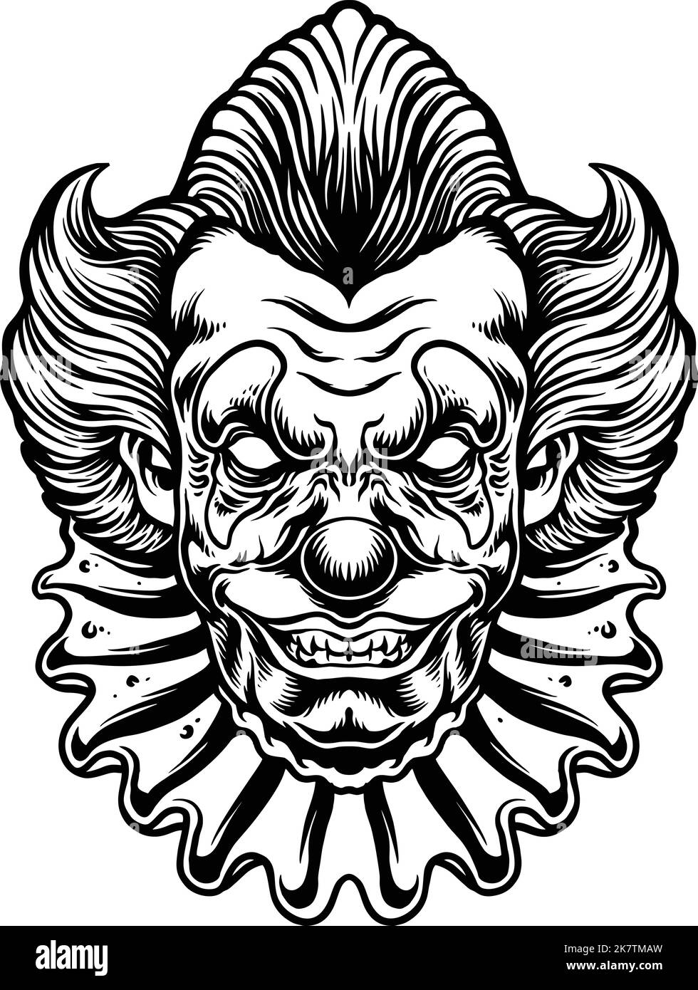 Creepy Clown Clipart Outline vector illustrations for your work logo ...