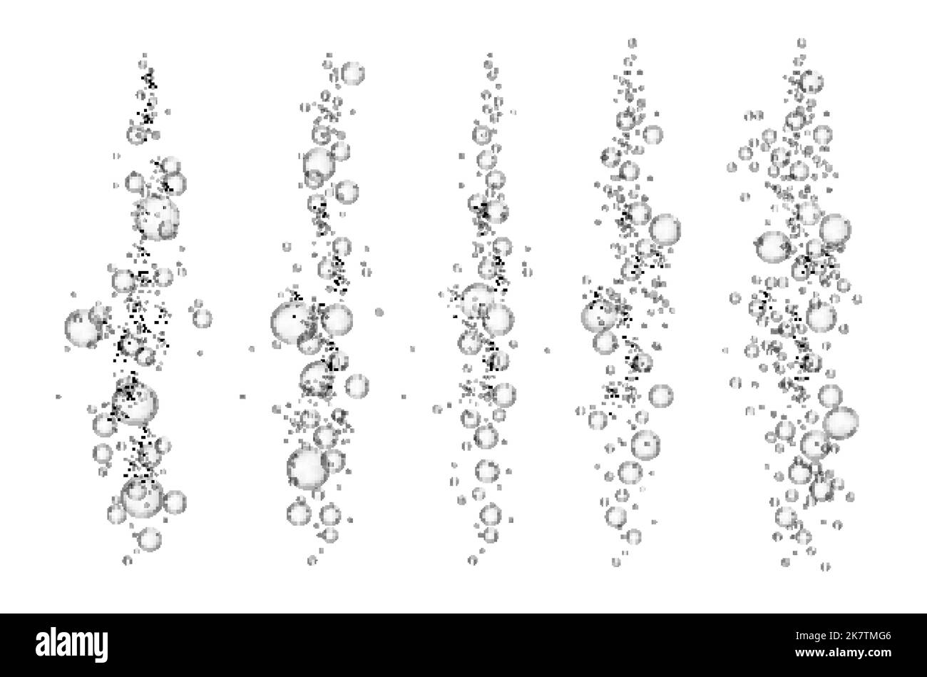 Fizzy air bubbles in water. Effervescent soda drink bubbles. Beverage, soluble aspirin gas