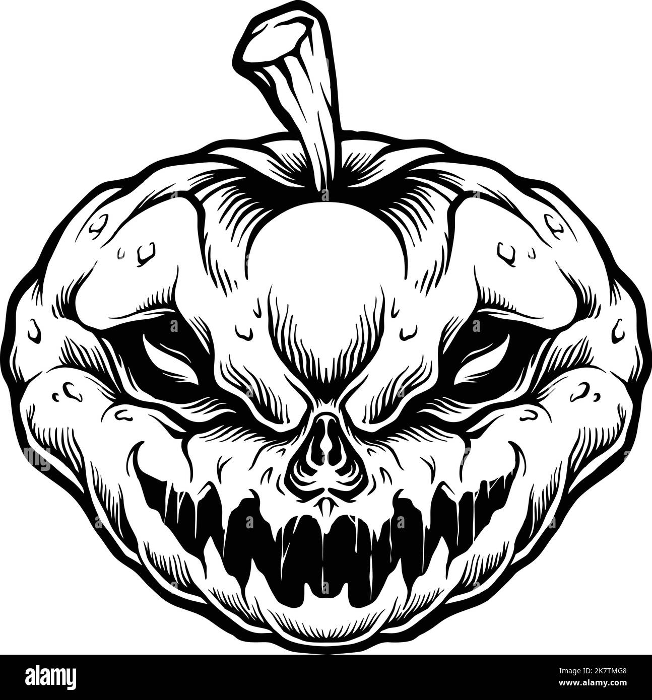 Pumpkin Spooky jack O Lantern Monochrome vector illustrations for your work logo, merchandise t-shirt, stickers and label designs, poster Stock Vector