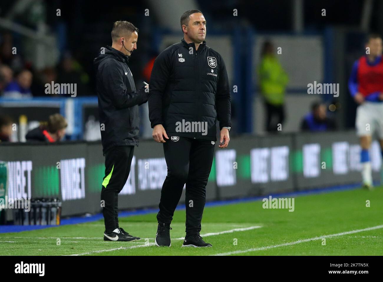 Huddersfield, England, 18th October 2022. Mark Fotheringham head coach of Huddersfield Town watches on  during the Sky Bet Championship match at the John Smith's Stadium, Huddersfield. Picture credit should read: Lexy Ilsley / Sportimage Stock Photo