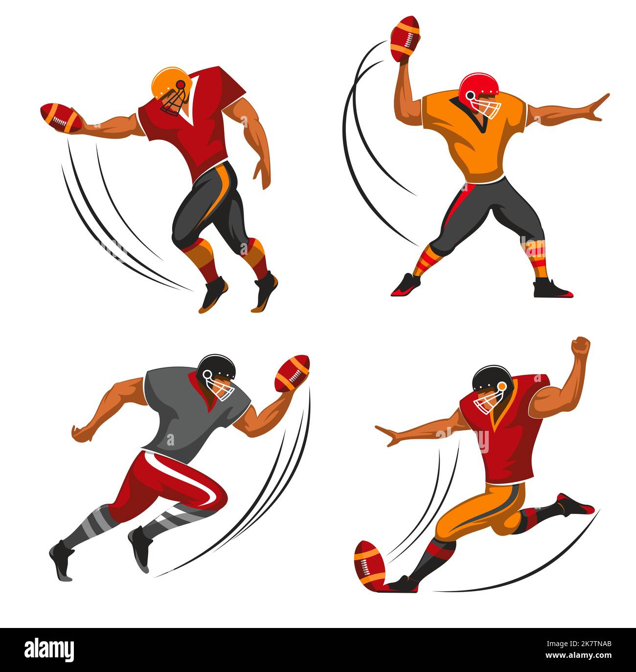 American football players, rugby sport team vector characters. American