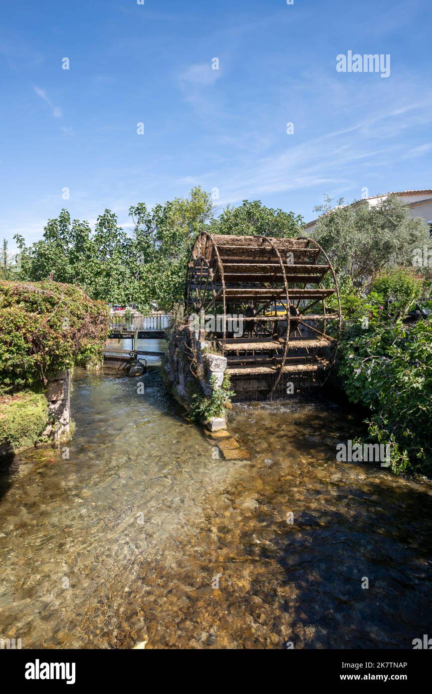 One of the water wheels in L'Isle-sur-la-Sorgue. France Stock Photo