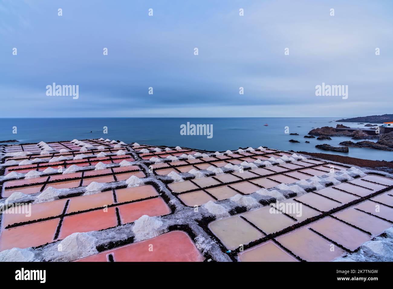 Salt fields near the ocean spectacular long exposure Stock Photo Alamy