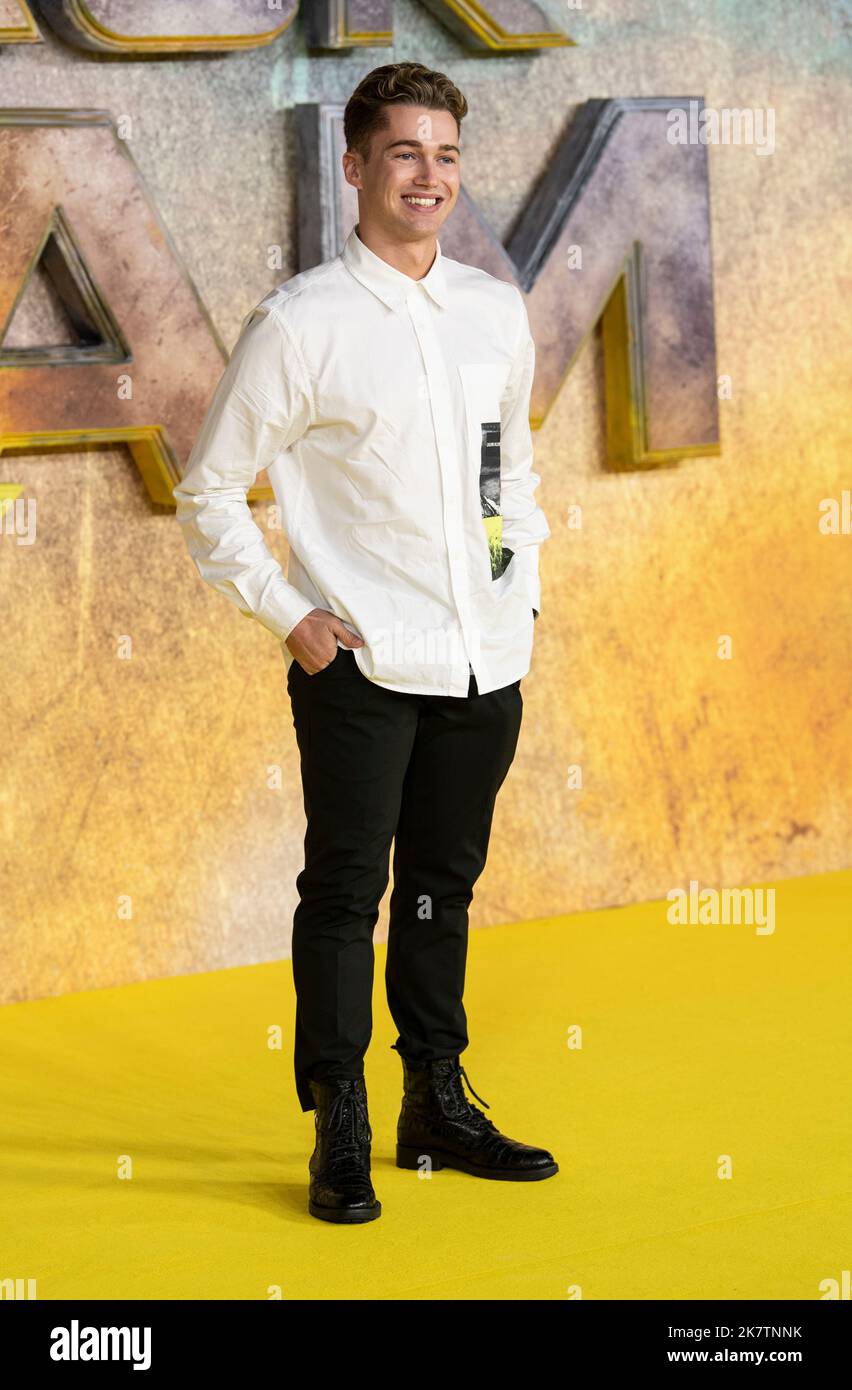 London, UK. 18th Oct, 2022. AJ Pritchard attends the UK Premiere of 'Black Adam' at Cineworld Leicester Square on October 18, 2022 in London, England. Photo by Gary Mitchell Credit: Gary Mitchell, GMP Media/Alamy Live News Stock Photo