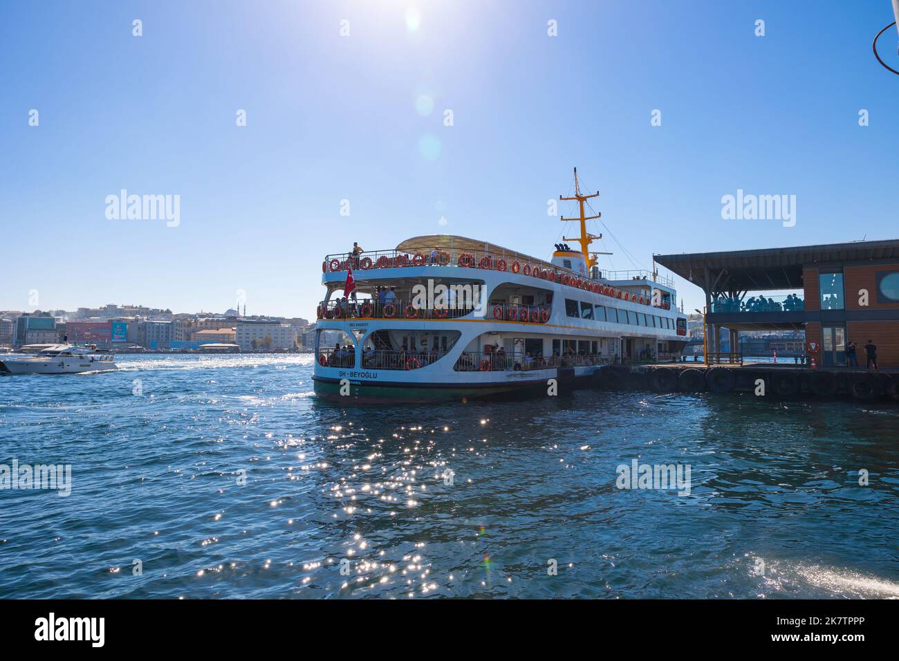Ferry near the Karakoy pier. Travel to Istanbul background photo ...