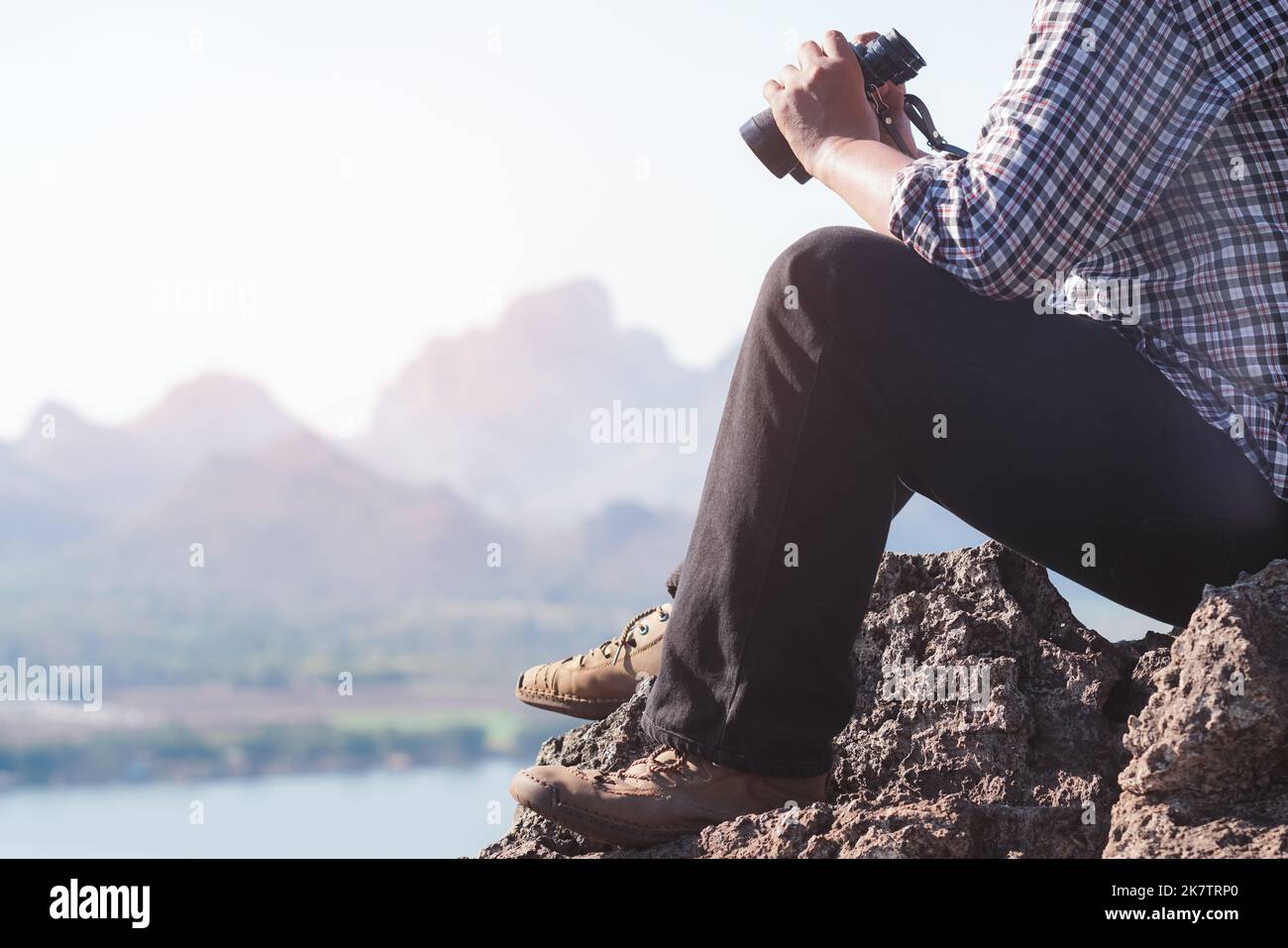 Hiker binoculars in forest hi-res stock photography and images - Alamy