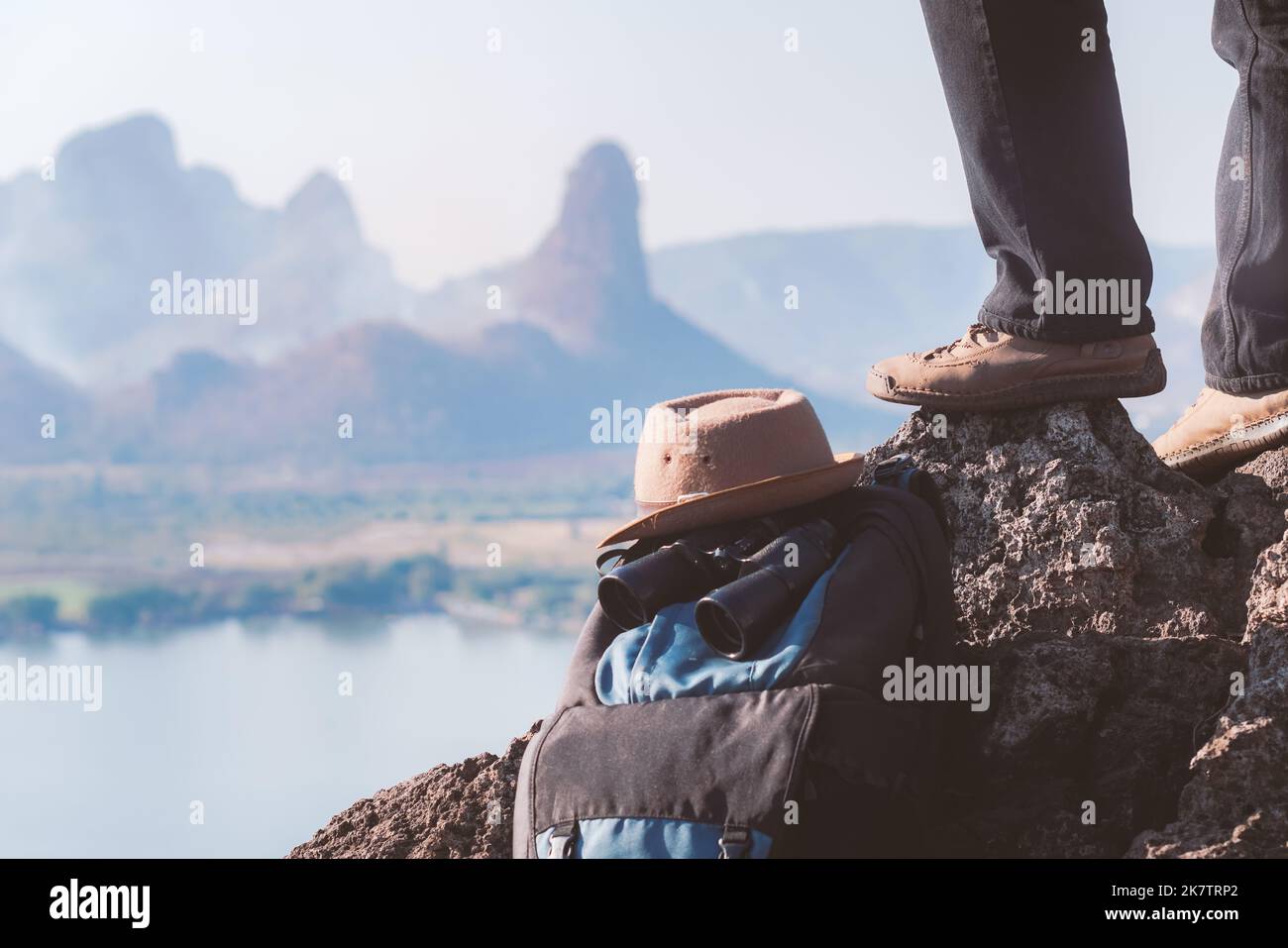 Successful hiker man backpack hi-res stock photography and images - Alamy