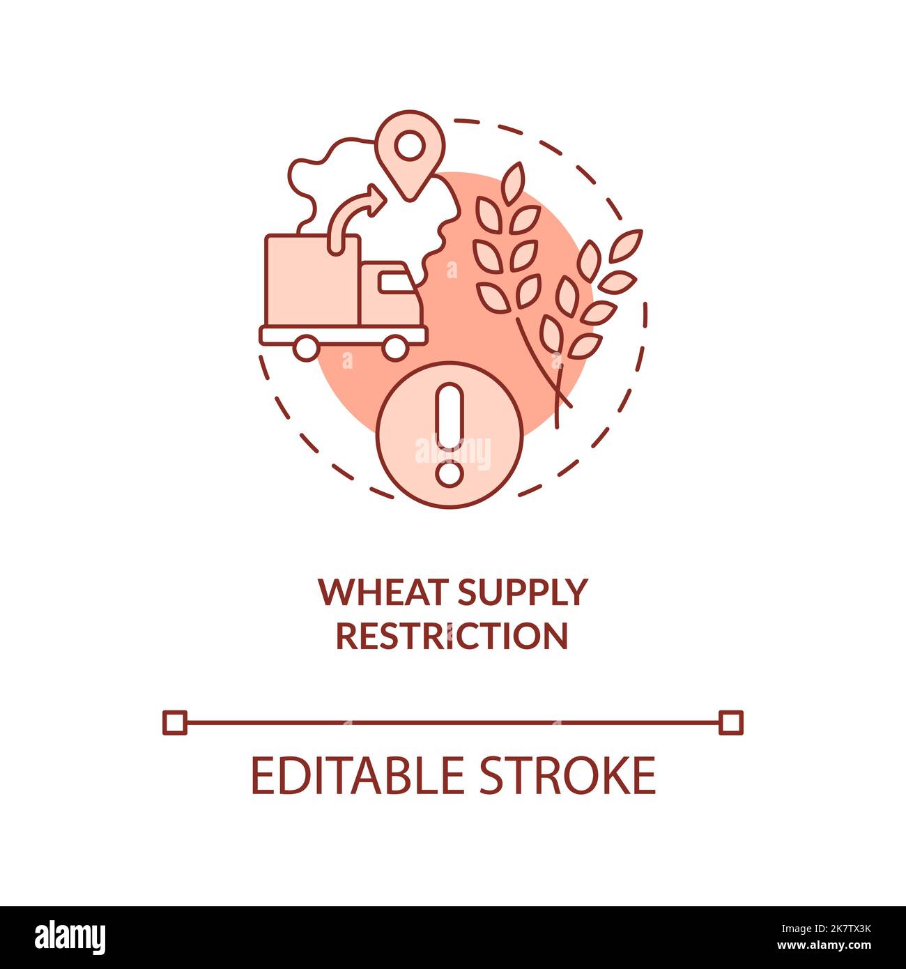 Wheat supply ban red concept icon Stock Vector
