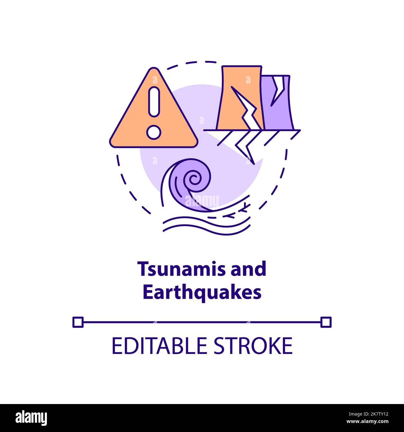 Tsunamis and earthquakes concept icon Stock Vector