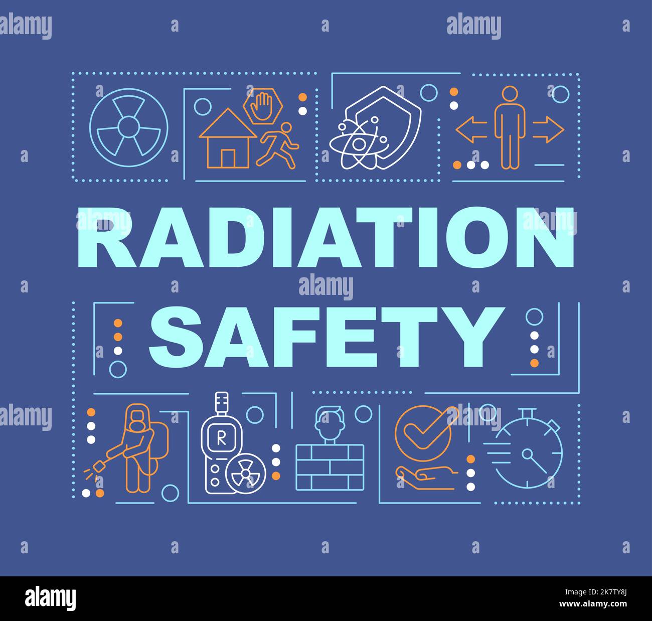 Radiation safety word concepts dark blue banner Stock Vector Image