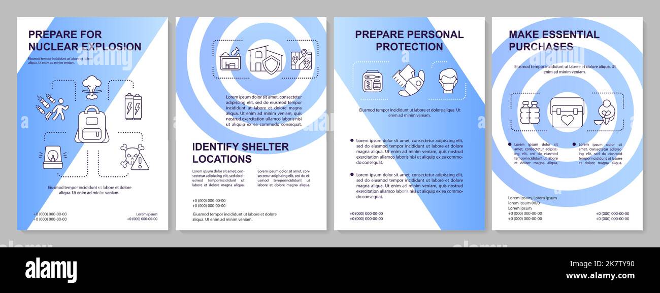 Prepare for nuclear explosion blue gradient brochure template Stock Vector
