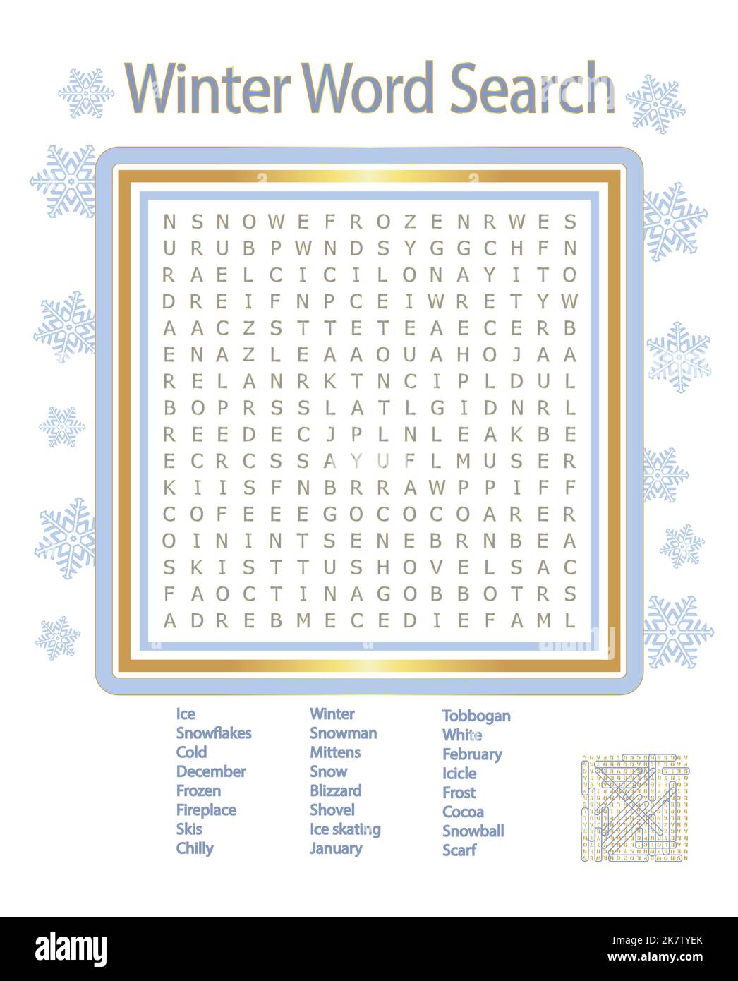 FunWinter Word Search Puzzle Gift, Promo, Promotion Game Stock Vector