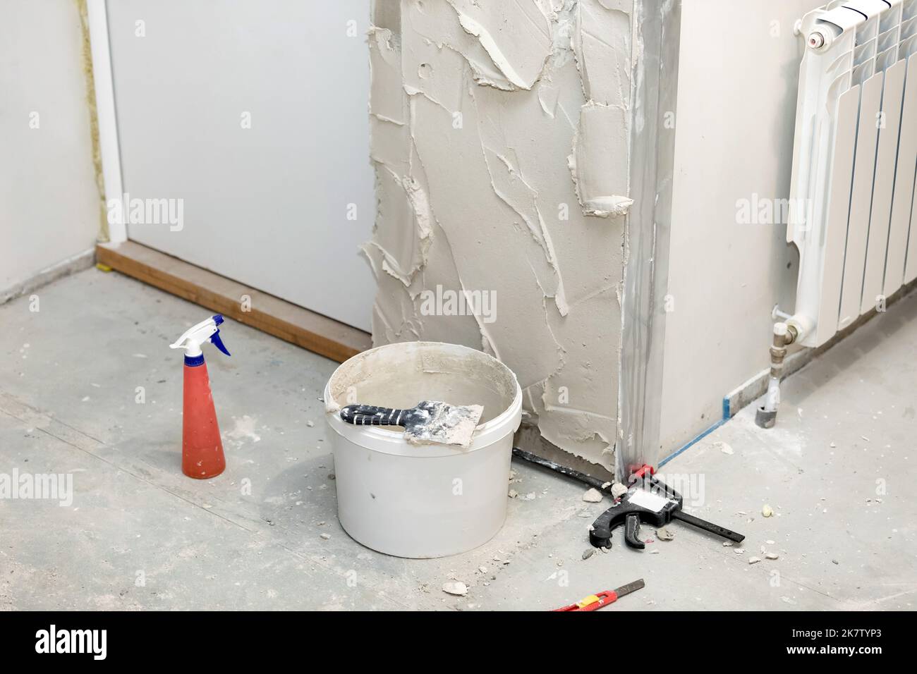 Fresh Look at Wall With Fresh Plaster On It Home Apartment Renovation Process