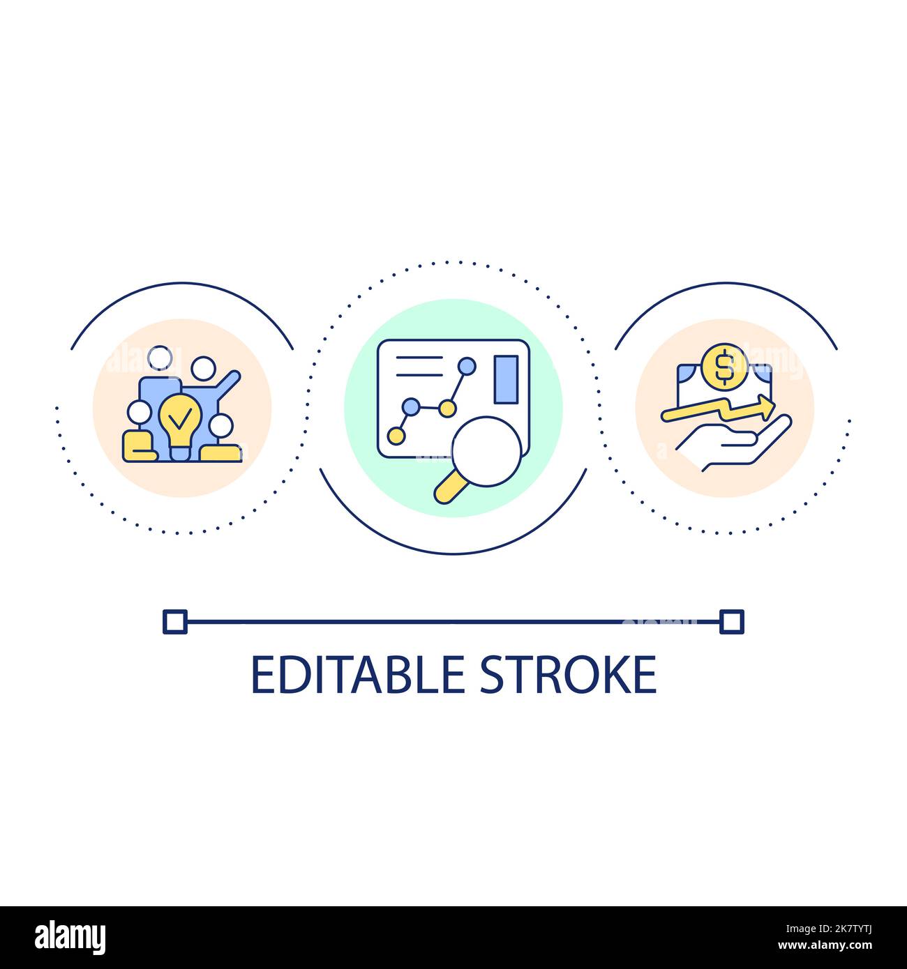 Market analysis loop concept icon Stock Vector