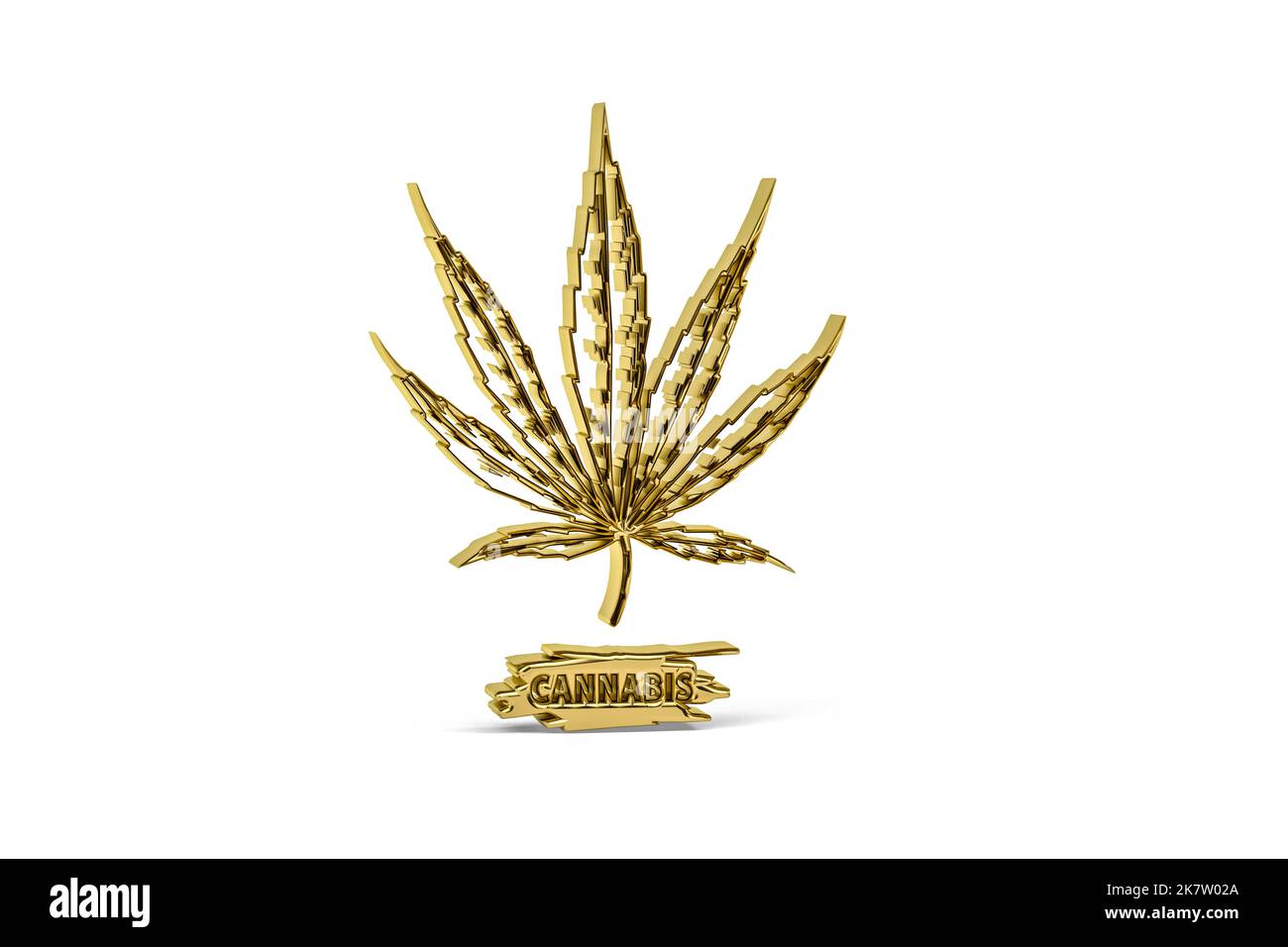 Golden 3d medical marijuana icon isolated on white background - 3D ...