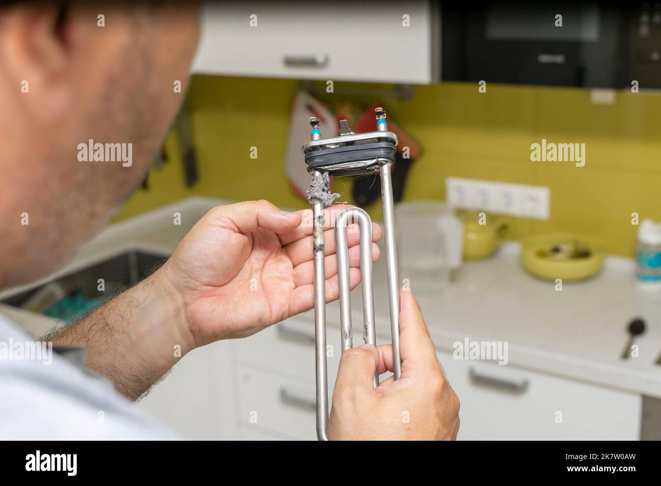 limescale and deposits on the heating element of a washing machine