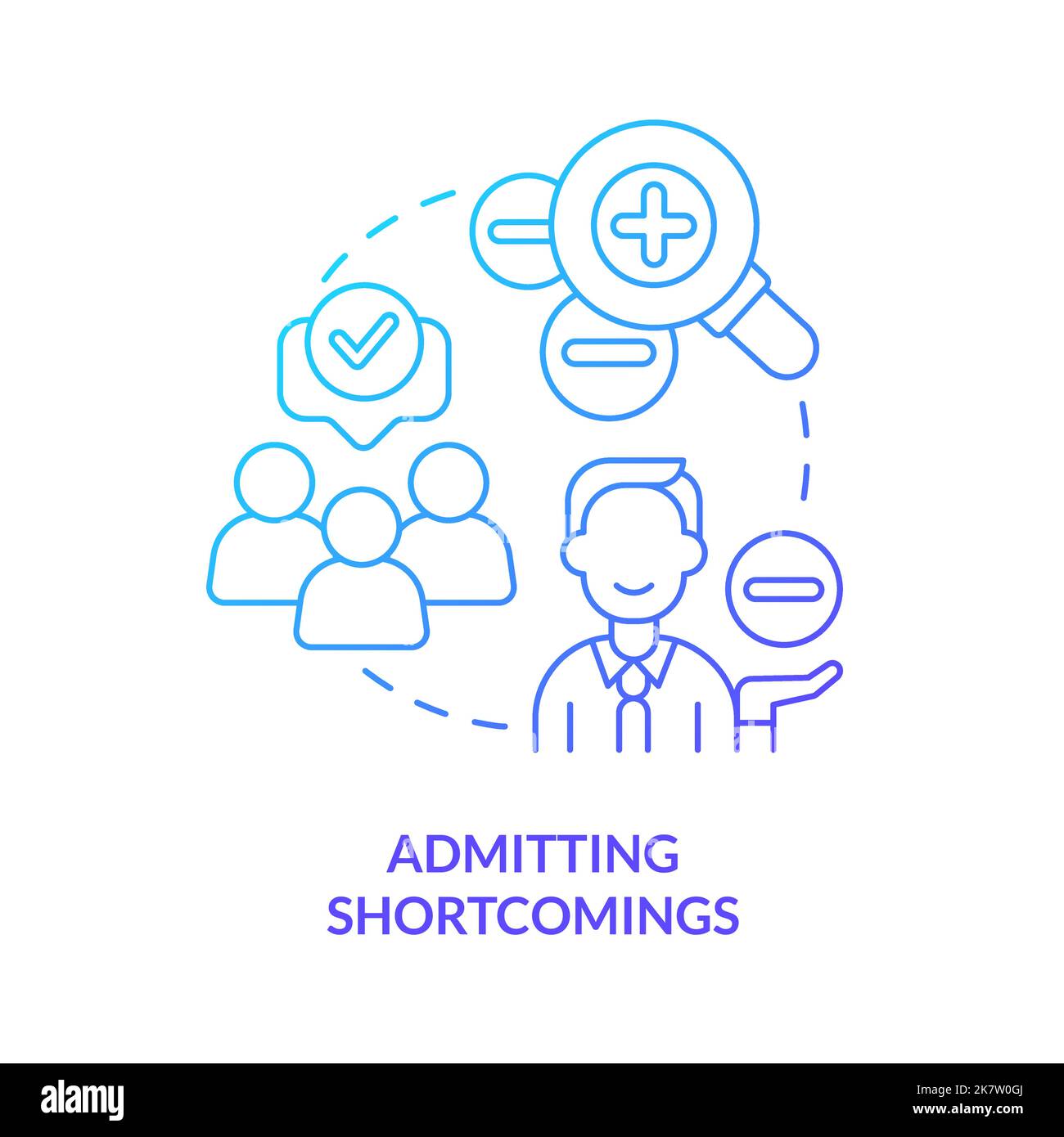 Admitting shortcomings concept blue gradient icon Stock Vector