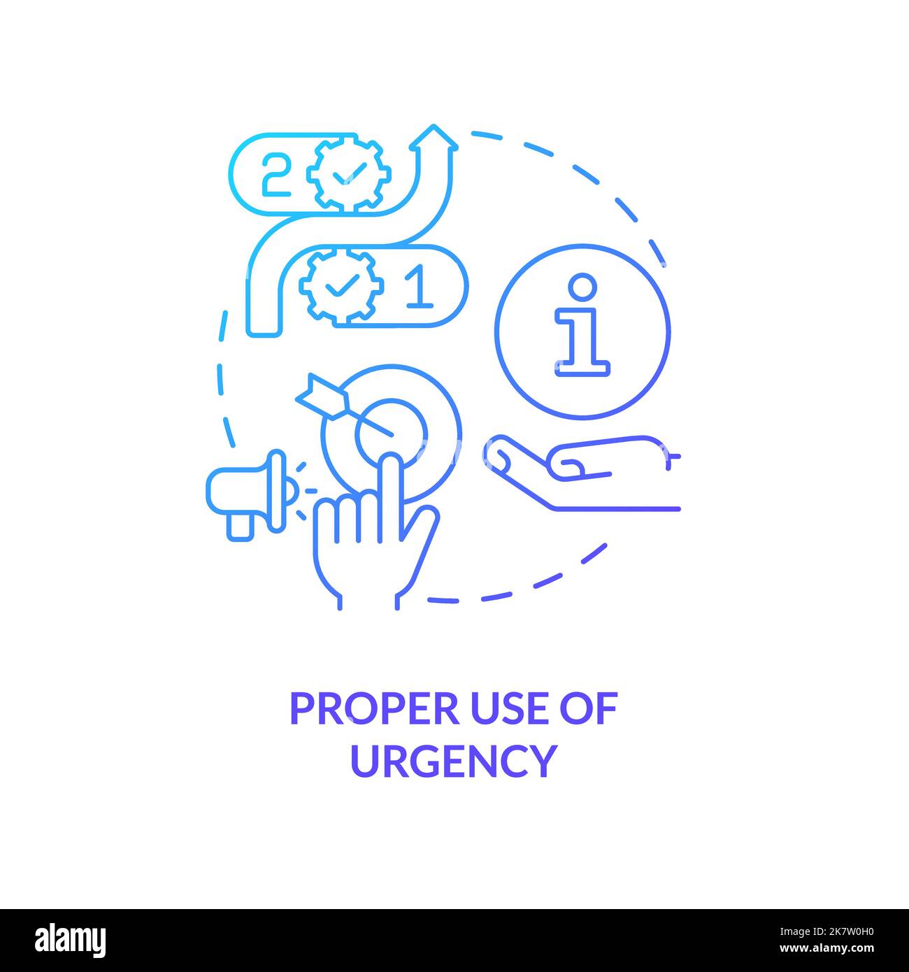 Right use of urgency concept blue gradient icon Stock Vector