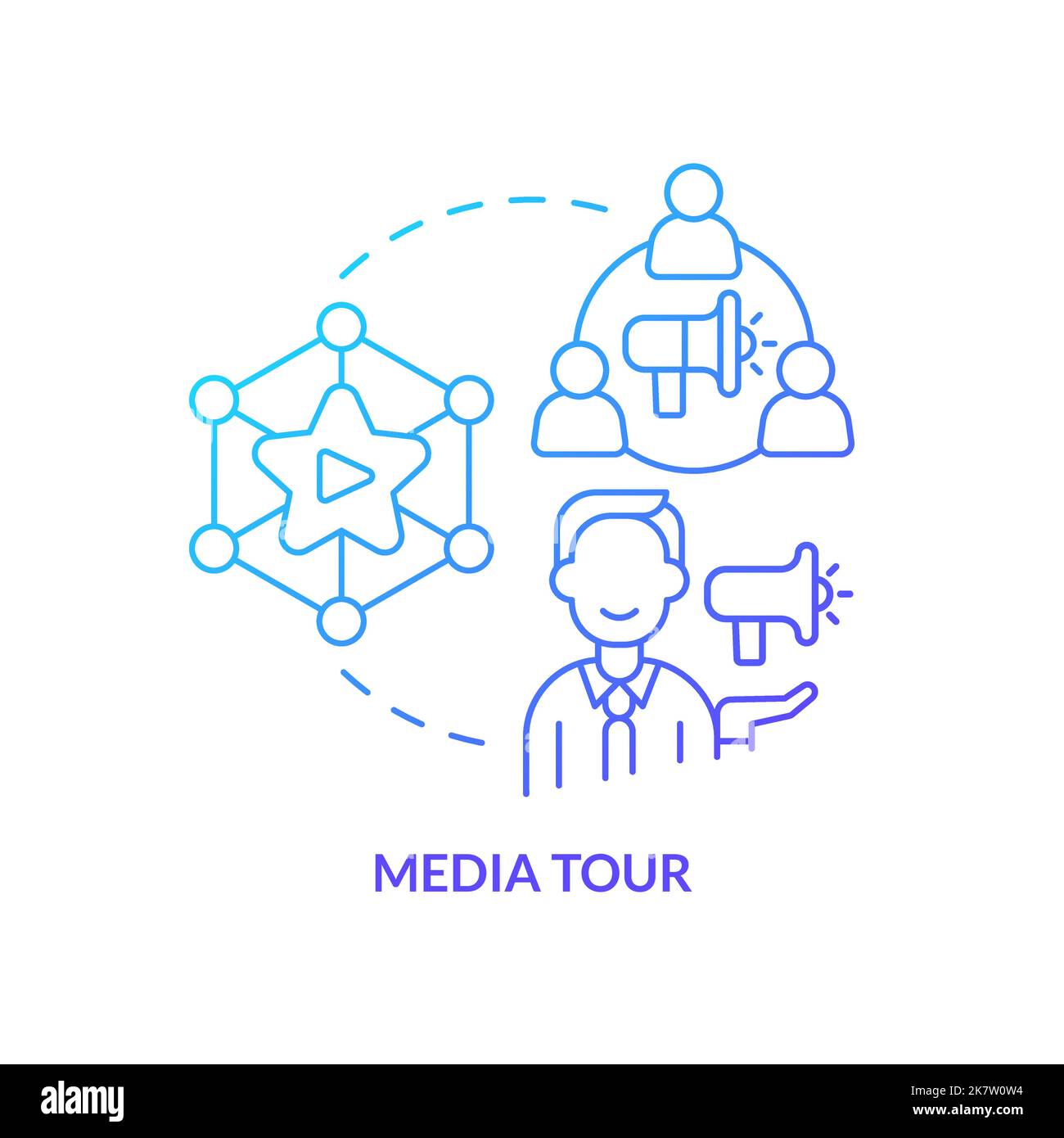 Media tour concept blue gradient icon Stock Vector
