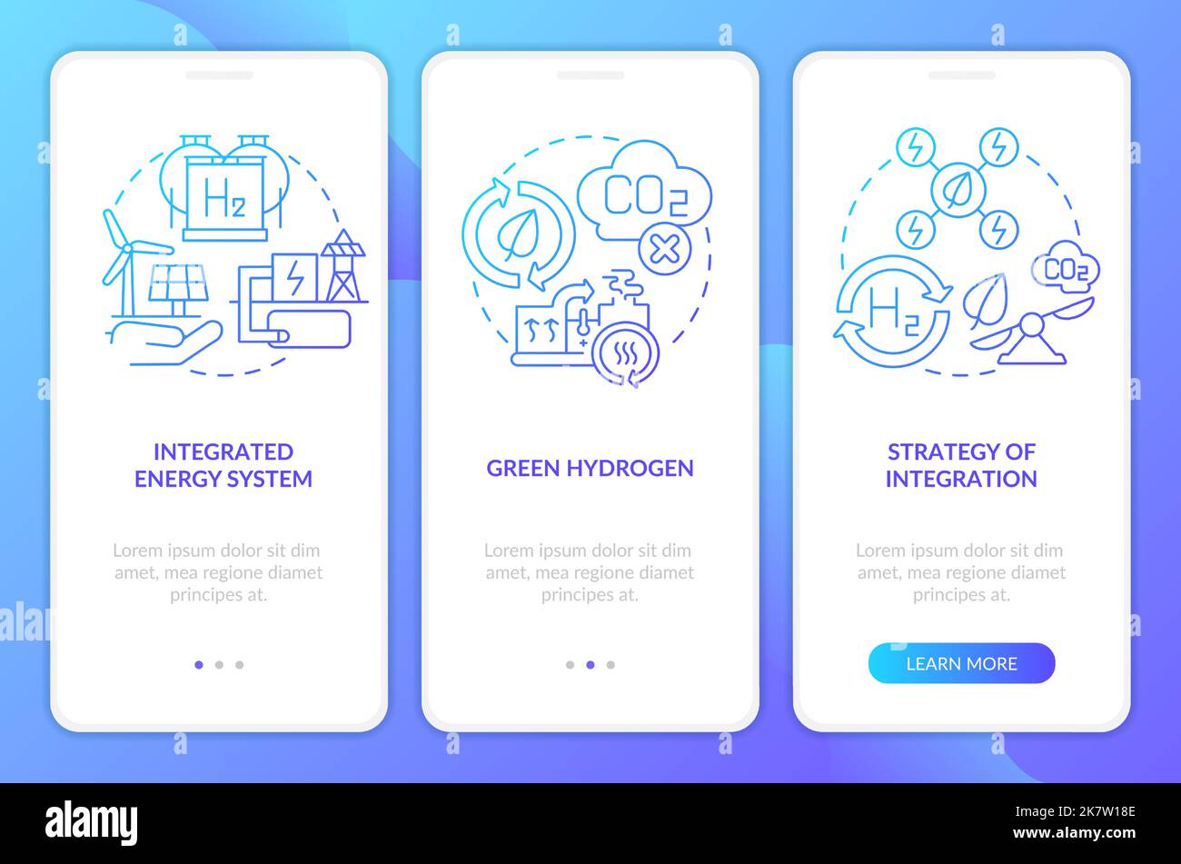 Renewable h2 blue gradient onboarding mobile app screen Stock Vector ...