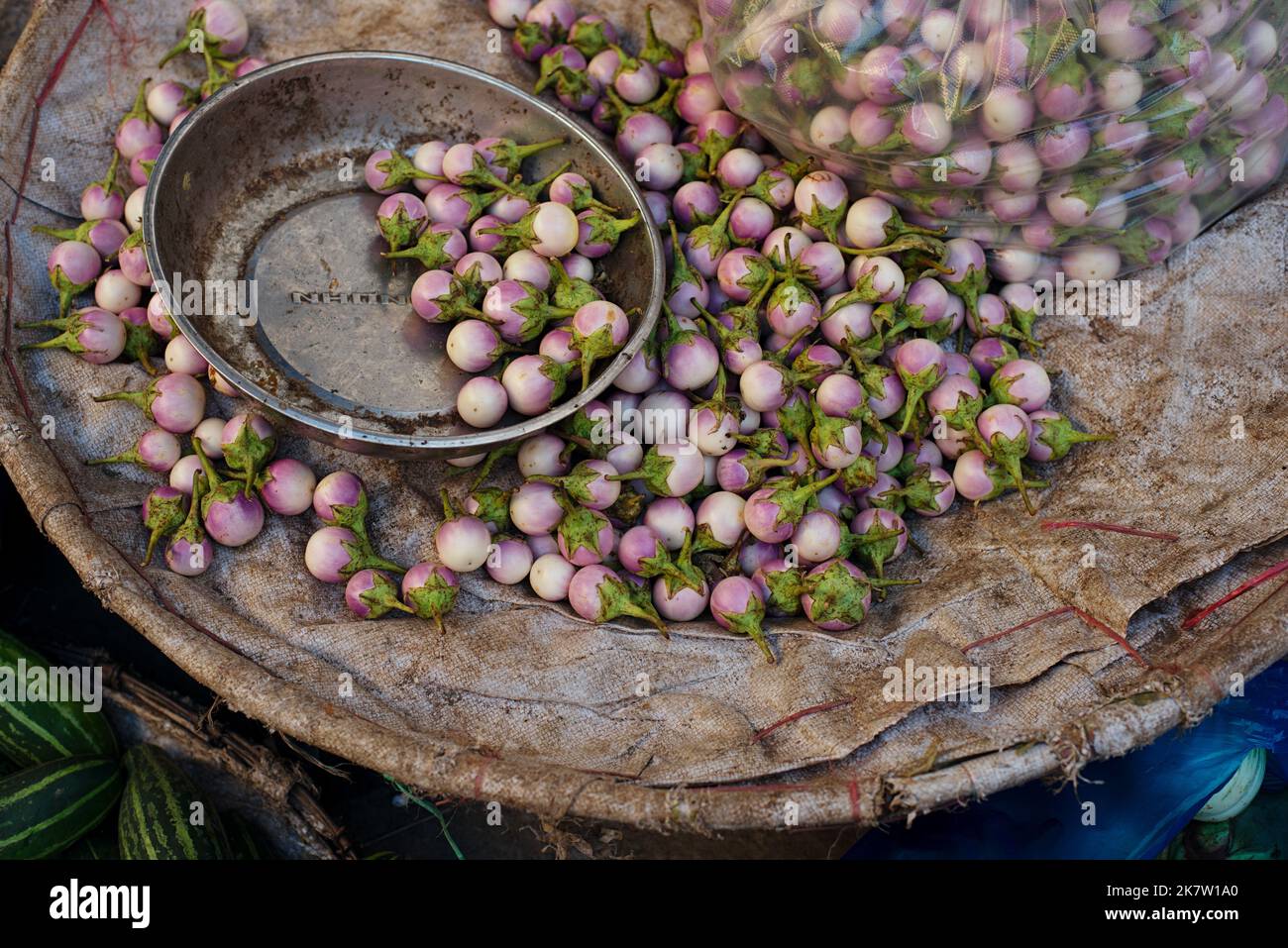 Pea Eggplant at a market in Nha Trang, popular Vietnam agriculture