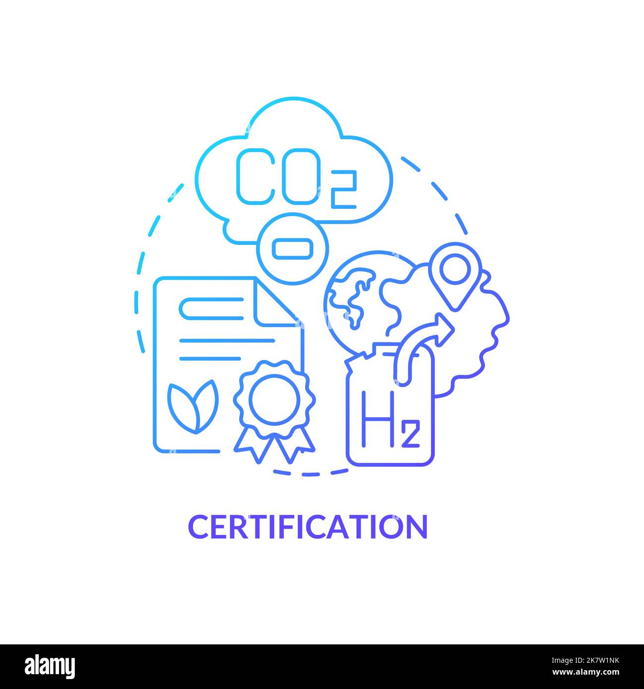 Hydrogen certification blue gradient concept icon Stock Vector