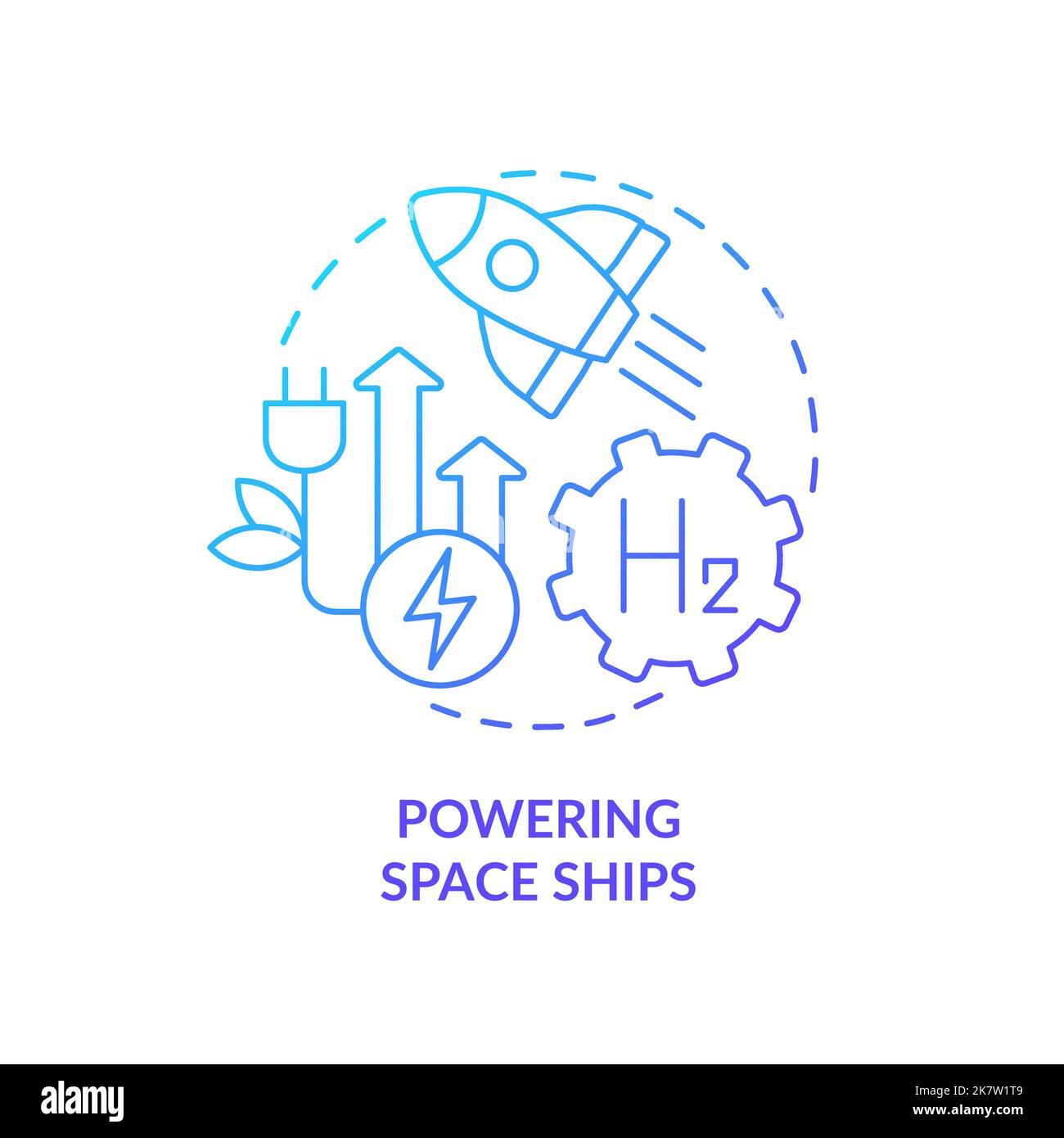Powering spacecraft blue gradient concept icon Stock Vector