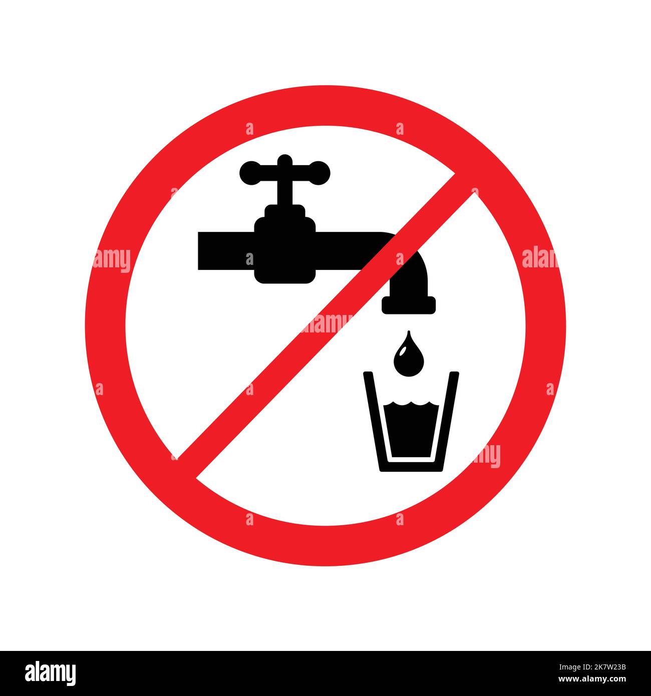 classic unsafe no drinking water faucet tap drink symbol sign vector isolated on white