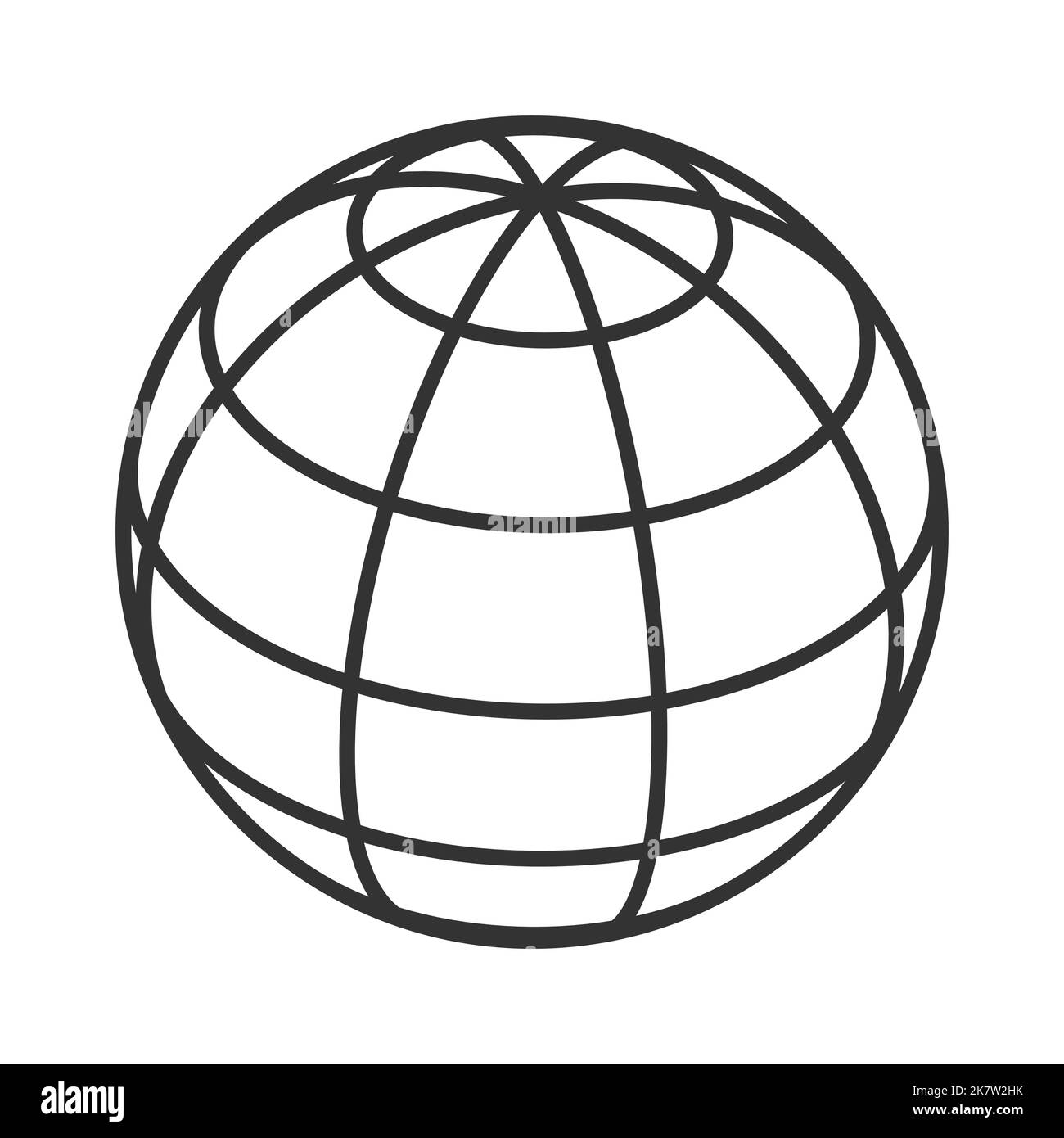 simple classic globe ball sphere wireframe vector isolated on white background Stock Vector