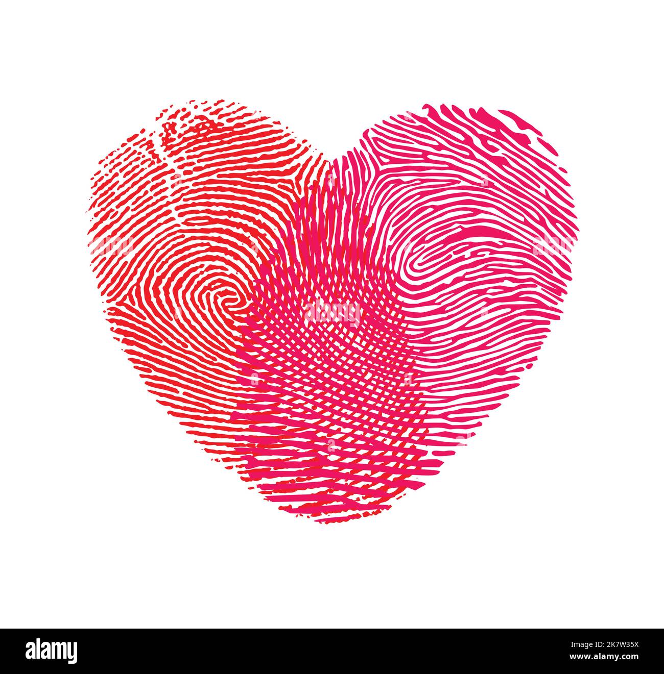 romantic red fingerprint thumb print love heart vector icon isolated on