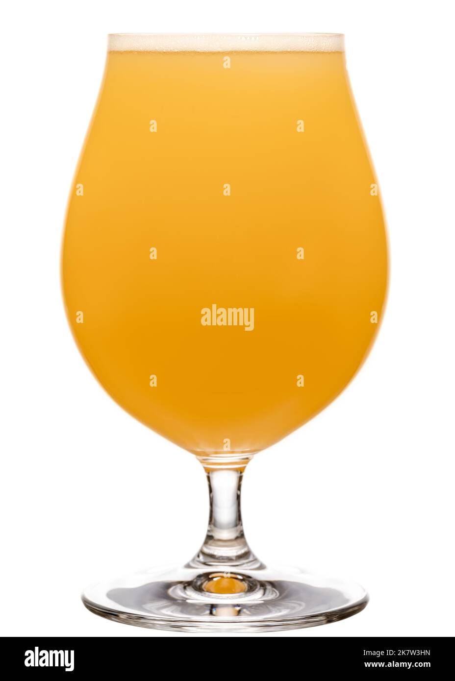 Full snifter glass of hazy New England IPA (NEIPA) pale ale beer isolated on white background Stock Photo