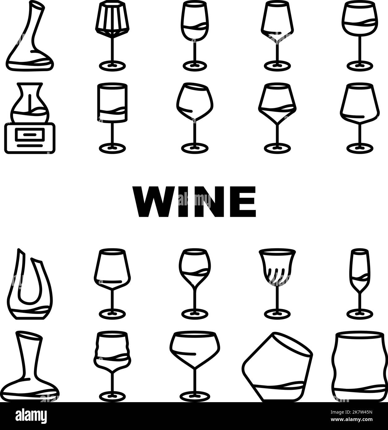 glass wine red wineglass drink icons set vector Stock Vector Image ...