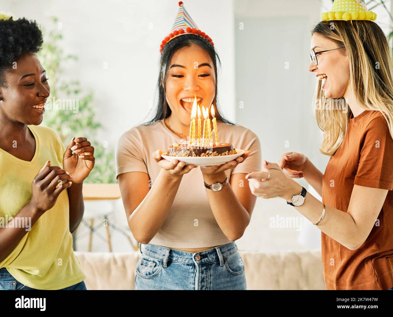 birthday celebration party cake happy candle blowing friendship fun