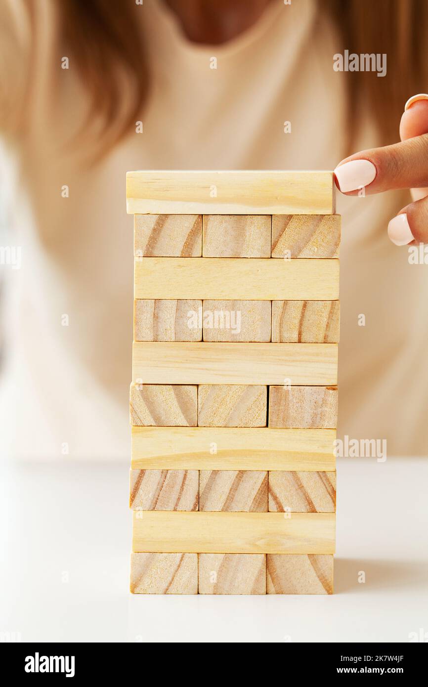 Wooden Stackable Standing Stacking Tumbling Blocks Game Play Toy Janga