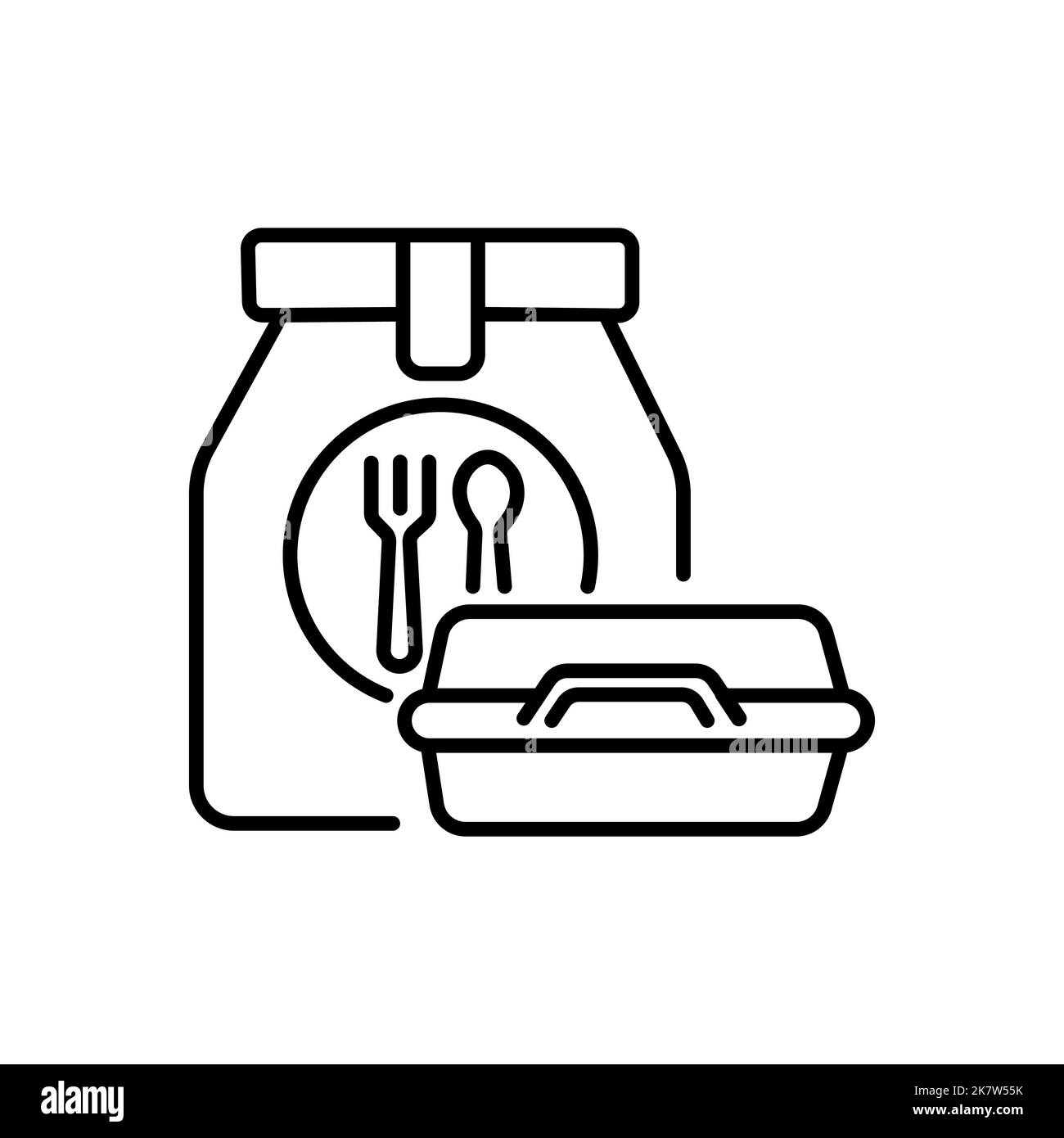 Outdoor meal linear icon. Takeaway food. Isolated vector outline illustrations. Editable stroke Stock Vector