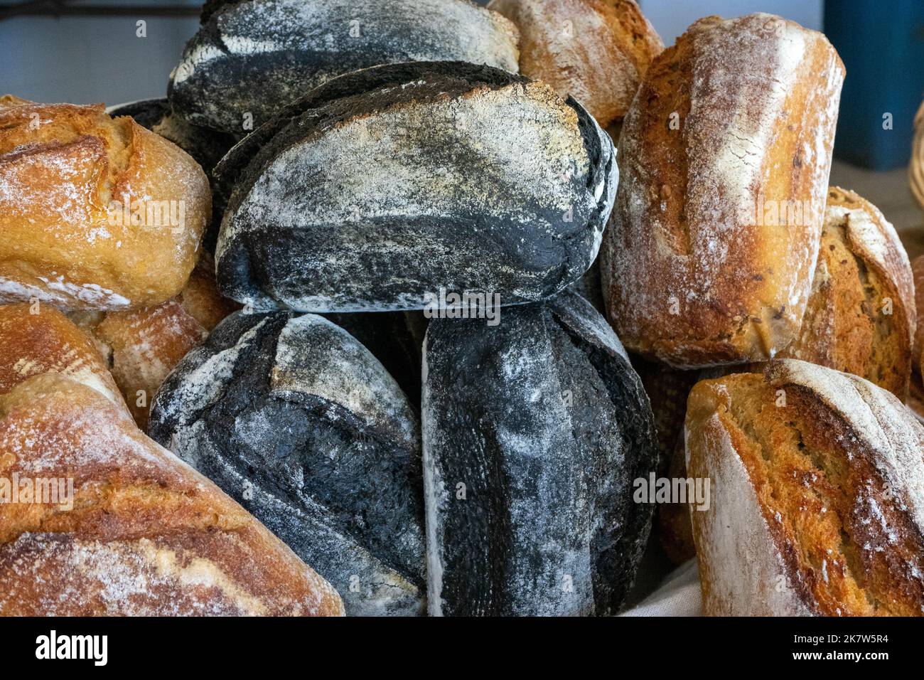 Different types of bread at a food festival in Estoril, Lisbon Stock