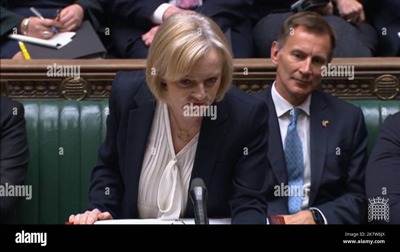 Prime Minister Liz Truss speaks during Prime Minister's Questions in