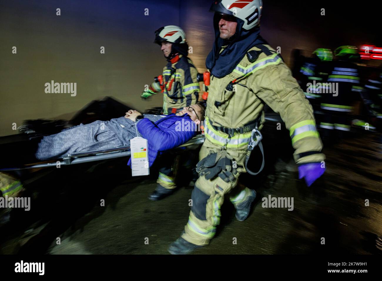 Sankt Jakob Im Rosental, Austria. 18th Oct, 2022. Austrian firemen ...