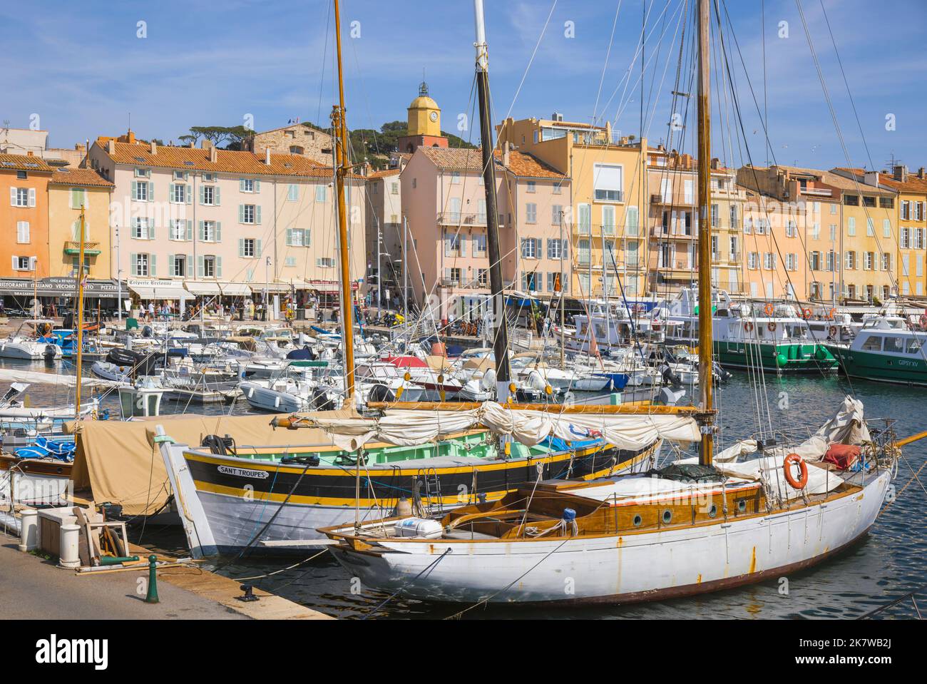 Saint-Tropez, Cote d'Azur, French Riviera, Provence, France.  The old fishing port.  Vieux port de peche. Stock Photo