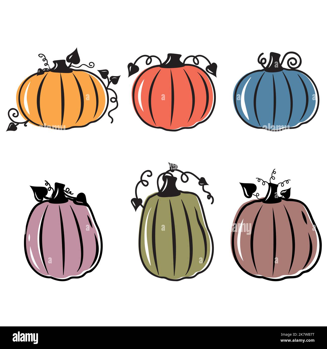 Vector set of orange pumpkins isolated on a white background Stock ...