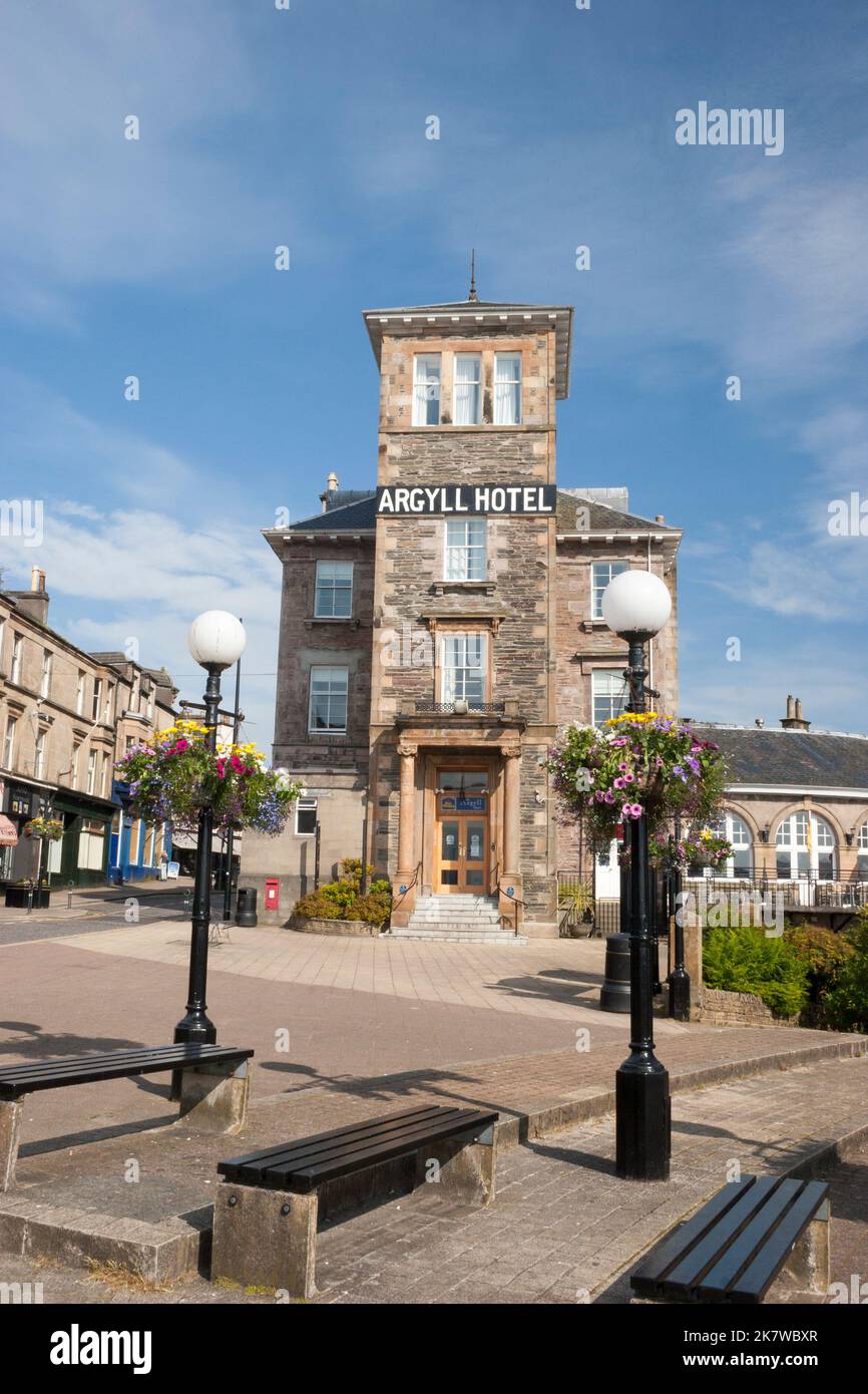 Street scene in Dunoon, Argyll, Scotland, showing the Argyll Hotel