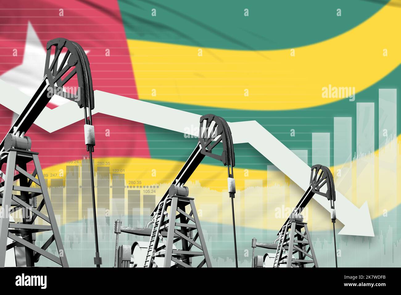 Togo oil industry concept, industrial illustration - lowering down ...