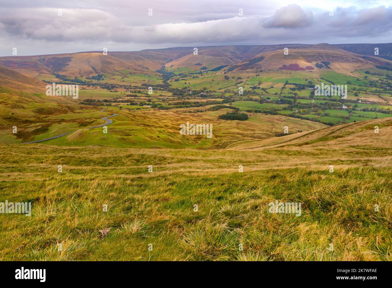 A view towards Barber Booth from Mam Tor in the Peak District National Park in Derbyshire Stock Photo