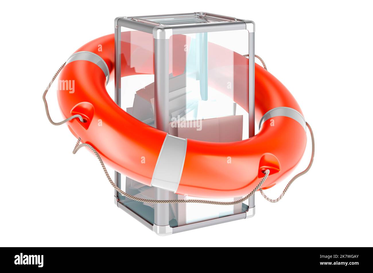 Ballot box with lifebelt, 3D rendering isolated on white background ...