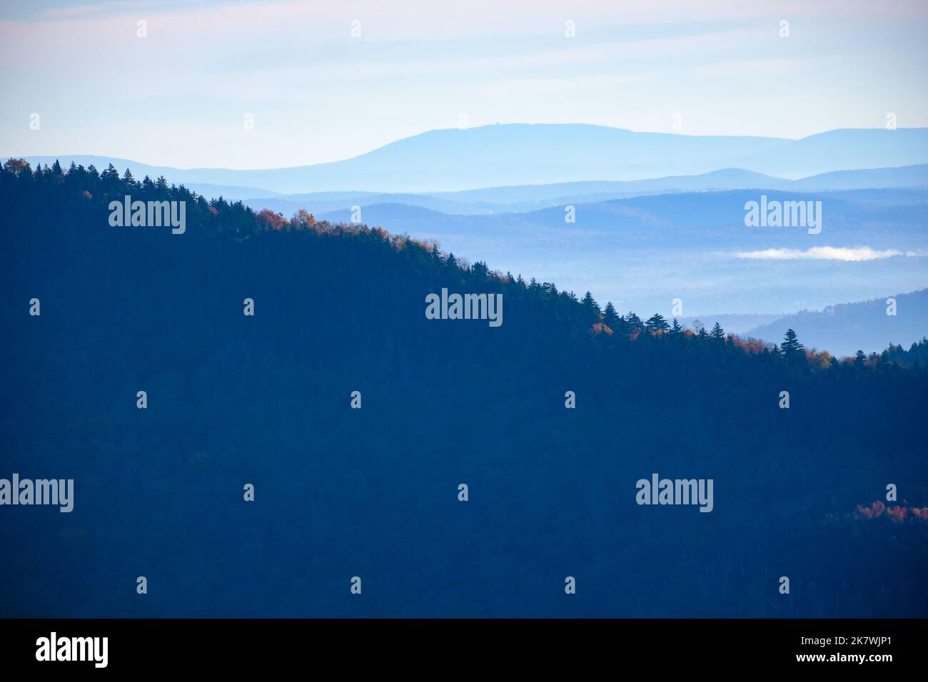 Colorful autumn fall foliage views on Mt. Mansfield, Stowe, VT, New