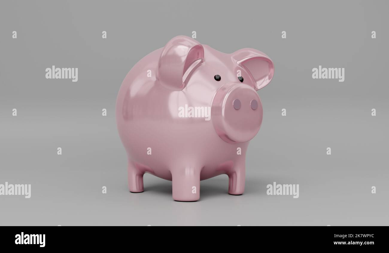 Piggy bank isolated on grey background - 3D illustration Stock Photo ...