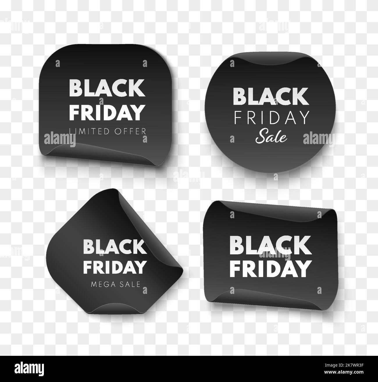 Black Friday sale labels. Different shape ribbon banners collection