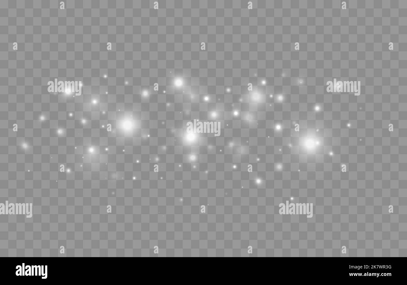 Glowing light effect with many glitter particles isolated on ...